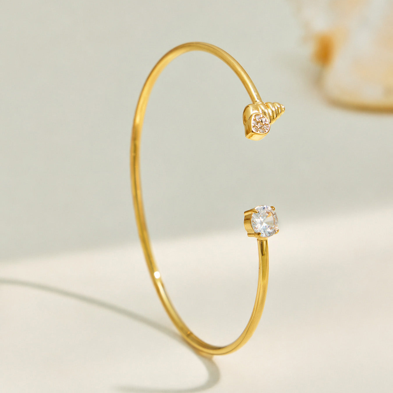 316L Stainless Steel 18K PVD Gold Zircon Bangle Hand Bracelet made with 316L stainless steel and 18K PVD gold finish for wholesale jewelry buyers - image 5