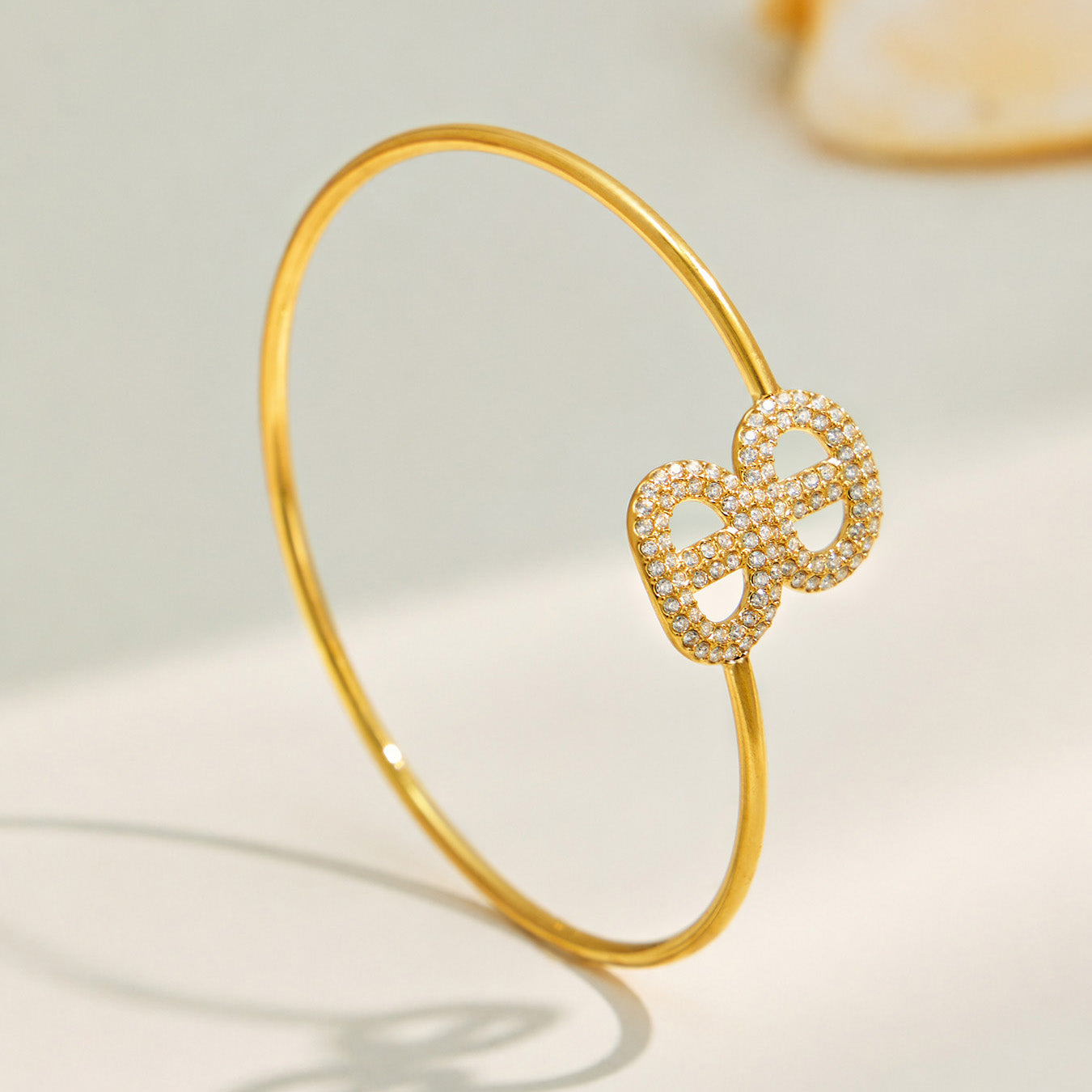 316L Stainless Steel 18K PVD Gold Zircon Bangle Hand Bracelet made with 316L stainless steel and 18K PVD gold finish for wholesale jewelry buyers - image 6