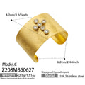 Round Zircon Gold Open Bangle / Bangle