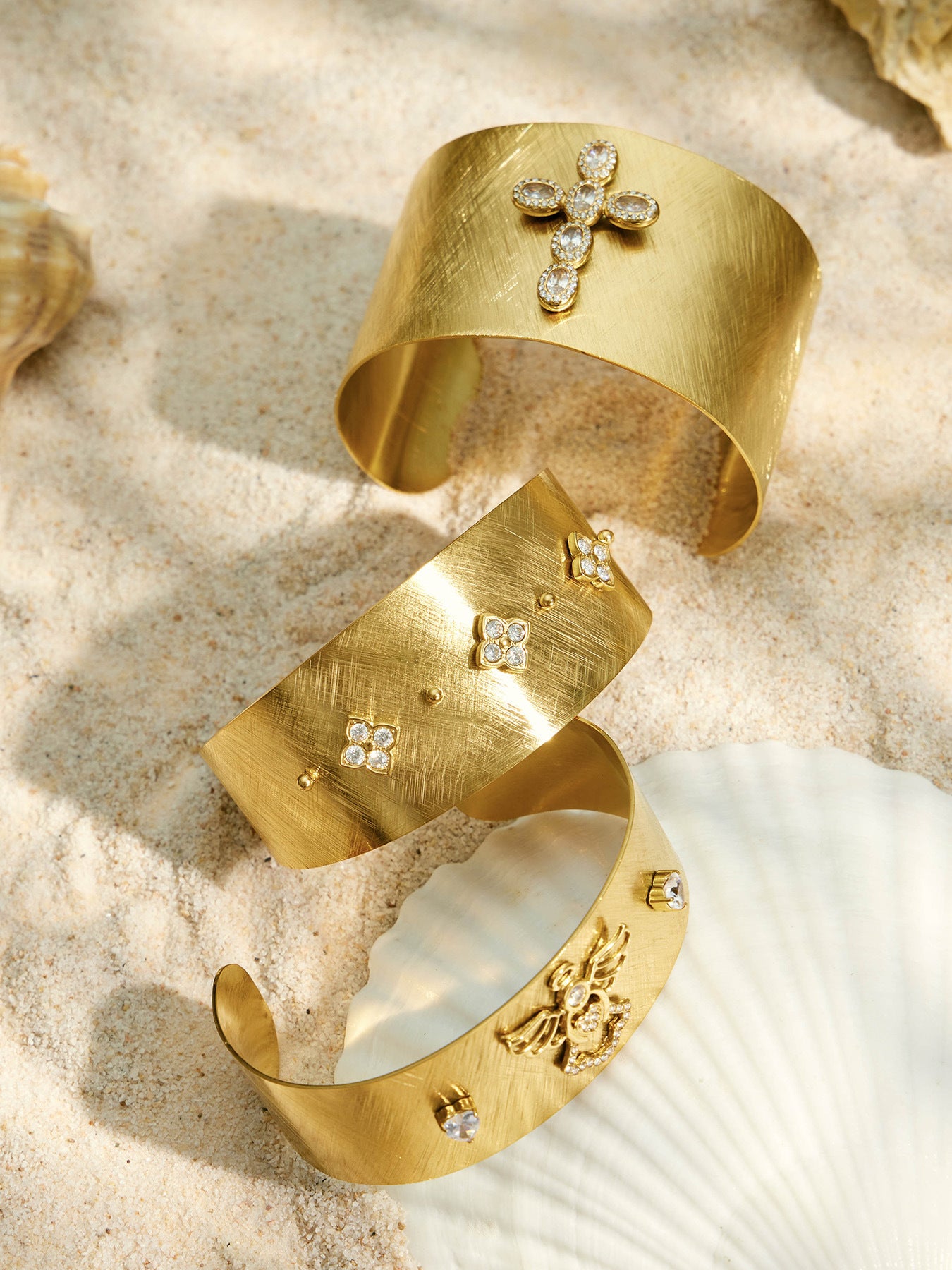 316L Stainless Steel 18K PVD Gold Zircon Bangle Set made with 316L stainless steel and 18K PVD gold finish for wholesale jewelry buyers - image 6