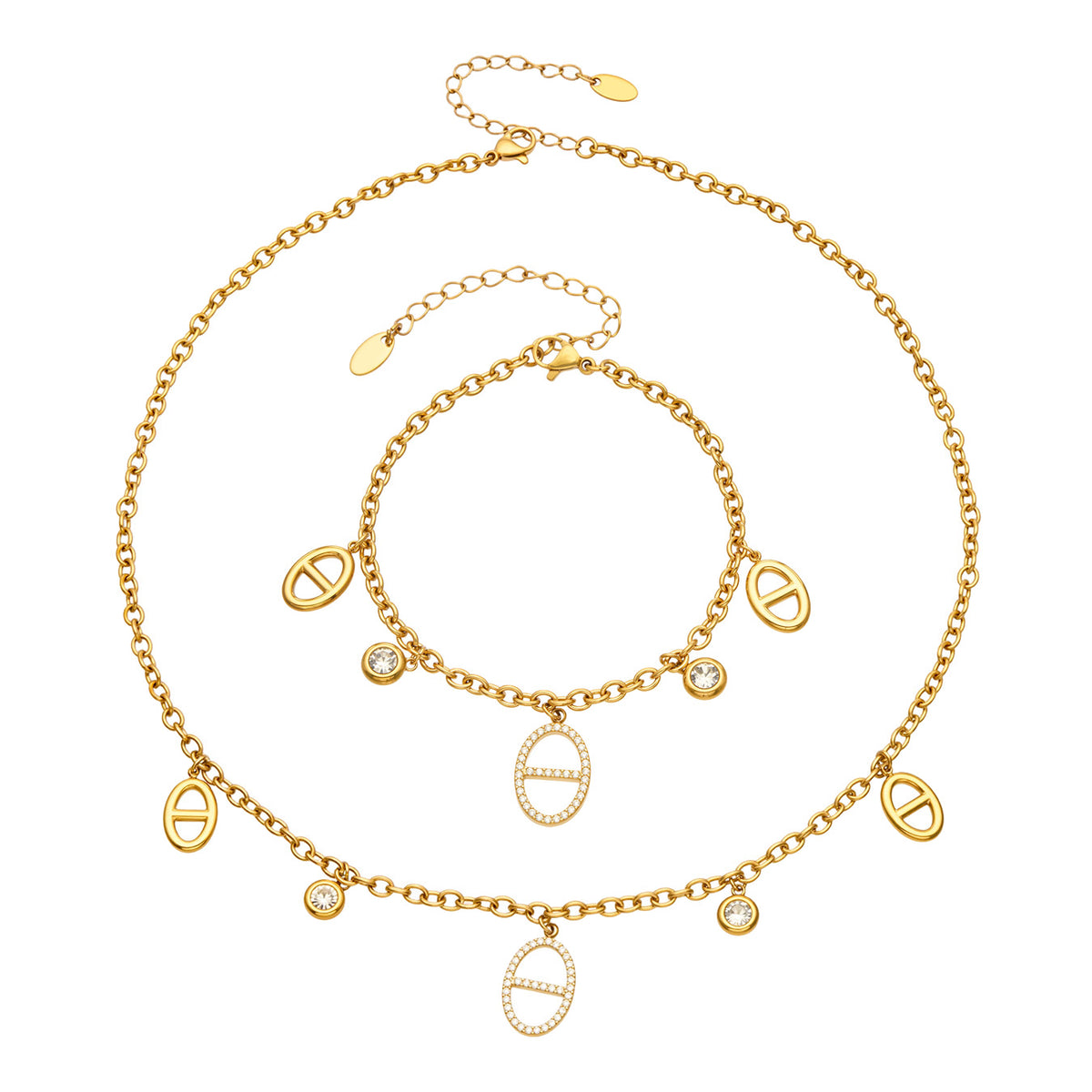 316L Stainless Steel 18K PVD Gold Zircon Bracelet made with 316L stainless steel and 18K PVD gold finish for wholesale jewelry buyers - image 12
