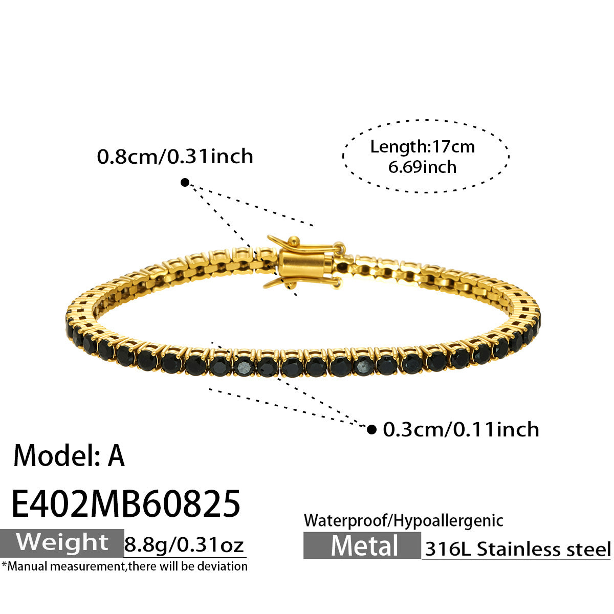 316L Stainless Steel 18K PVD Gold Zircon Bracelet made with 316L stainless steel and 18K PVD gold finish for wholesale jewelry buyers - image 11