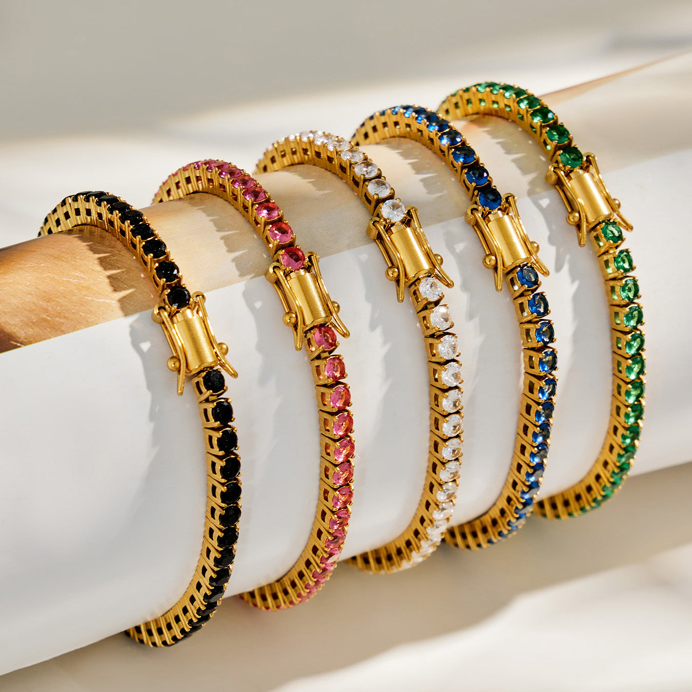 316L Stainless Steel 18K PVD Gold Zircon Bracelet made with 316L stainless steel and 18K PVD gold finish for wholesale jewelry buyers - image 16