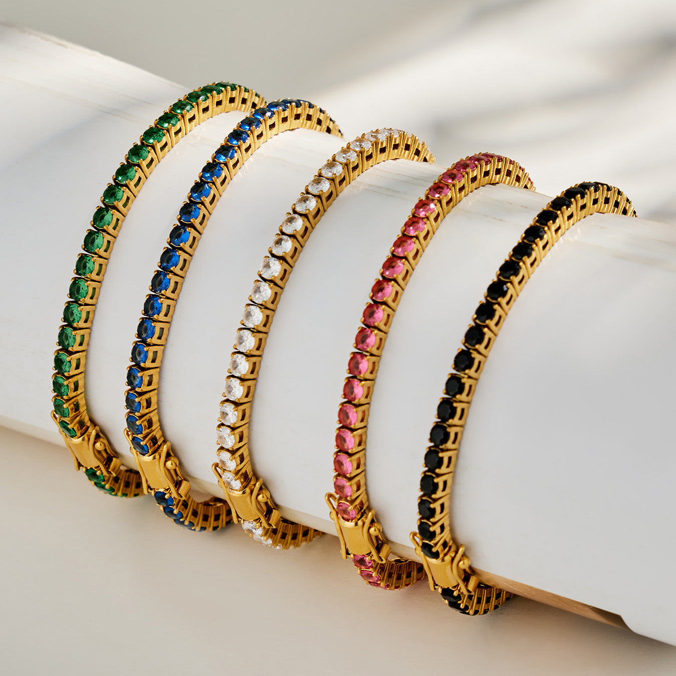 316L Stainless Steel 18K PVD Gold Zircon Bracelet made with 316L stainless steel and 18K PVD gold finish for wholesale jewelry buyers - image 17