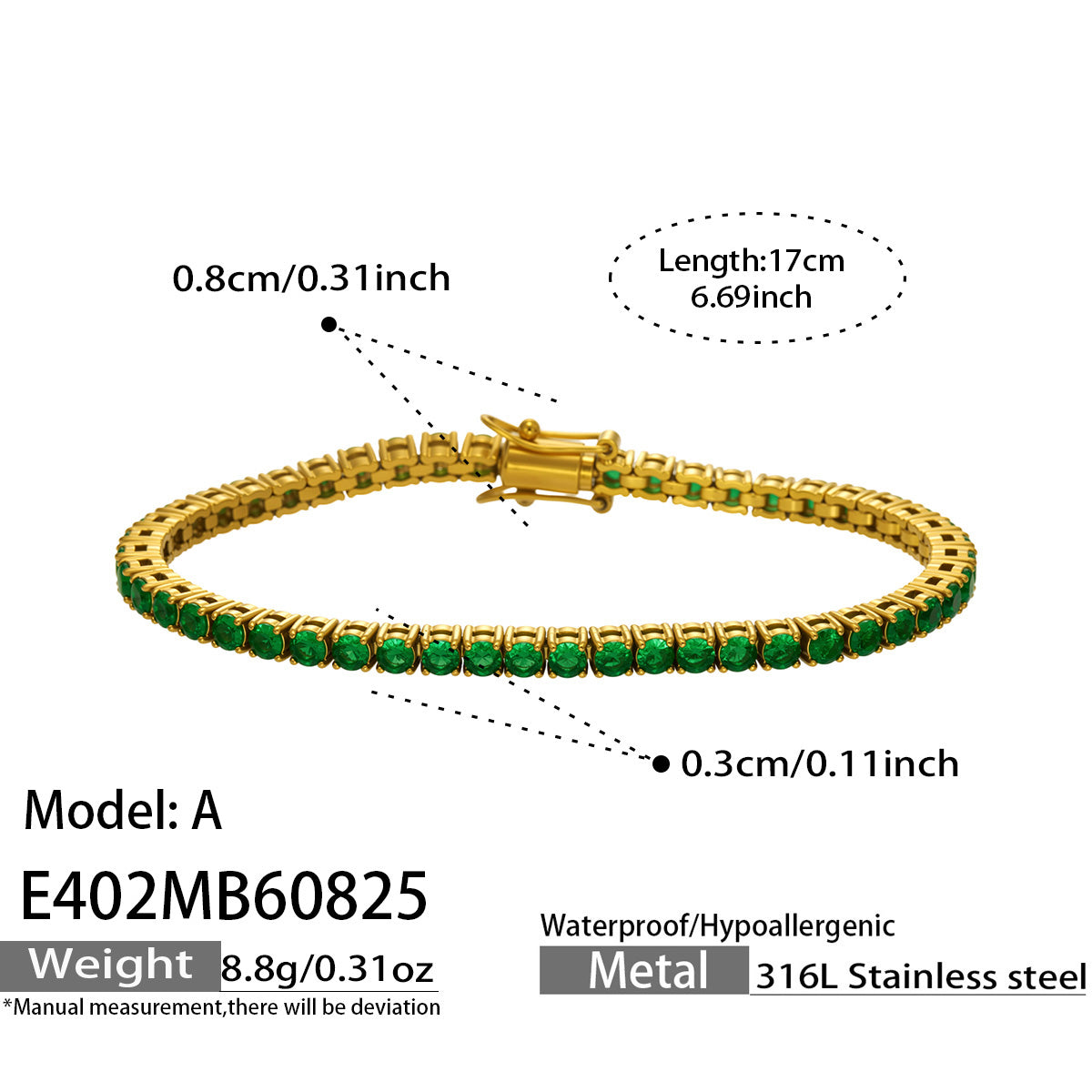Black zircon steel bracelet showcasing party style