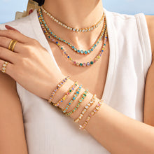Zircon bracelet stack worn on wrist