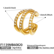 316L Stainless Steel 18K PVD Gold Zircon C-Shaped Ear Clips made with 316L stainless steel and 18K PVD gold finish for wholesale jewelry buyers - image 4