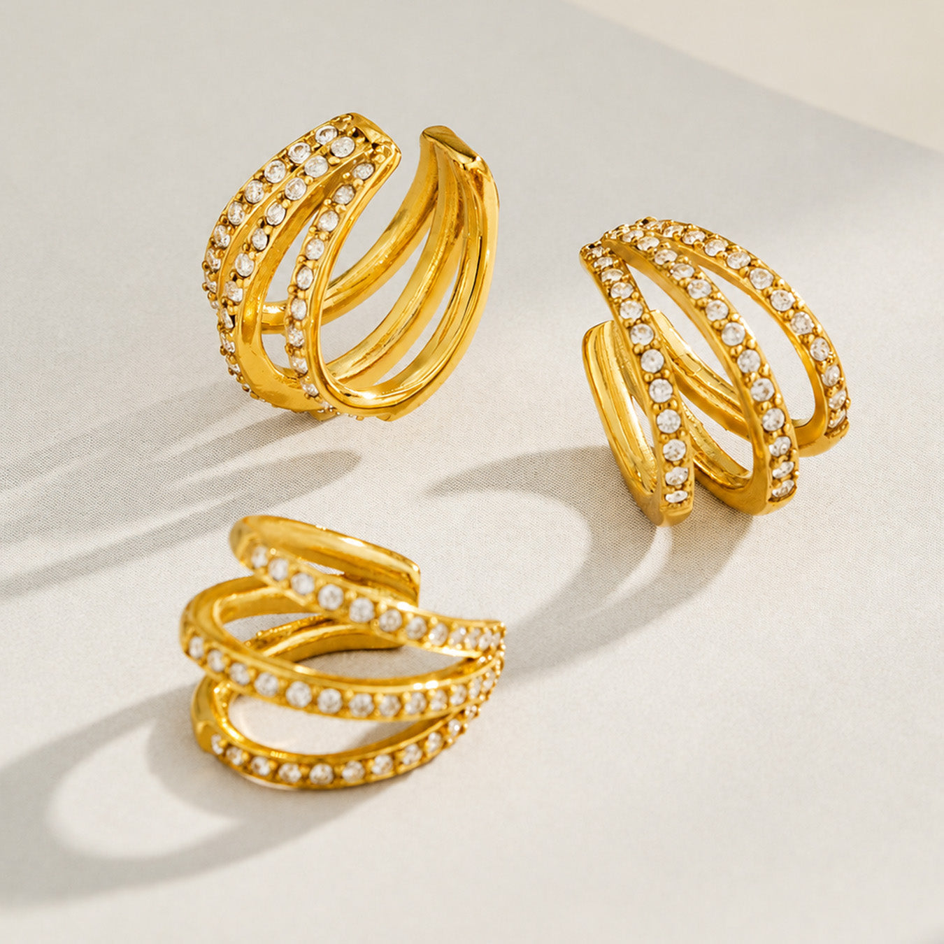 316L Stainless Steel 18K PVD Gold Zircon C-Shaped Ear Clips made with 316L stainless steel and 18K PVD gold finish for wholesale jewelry buyers - image 6