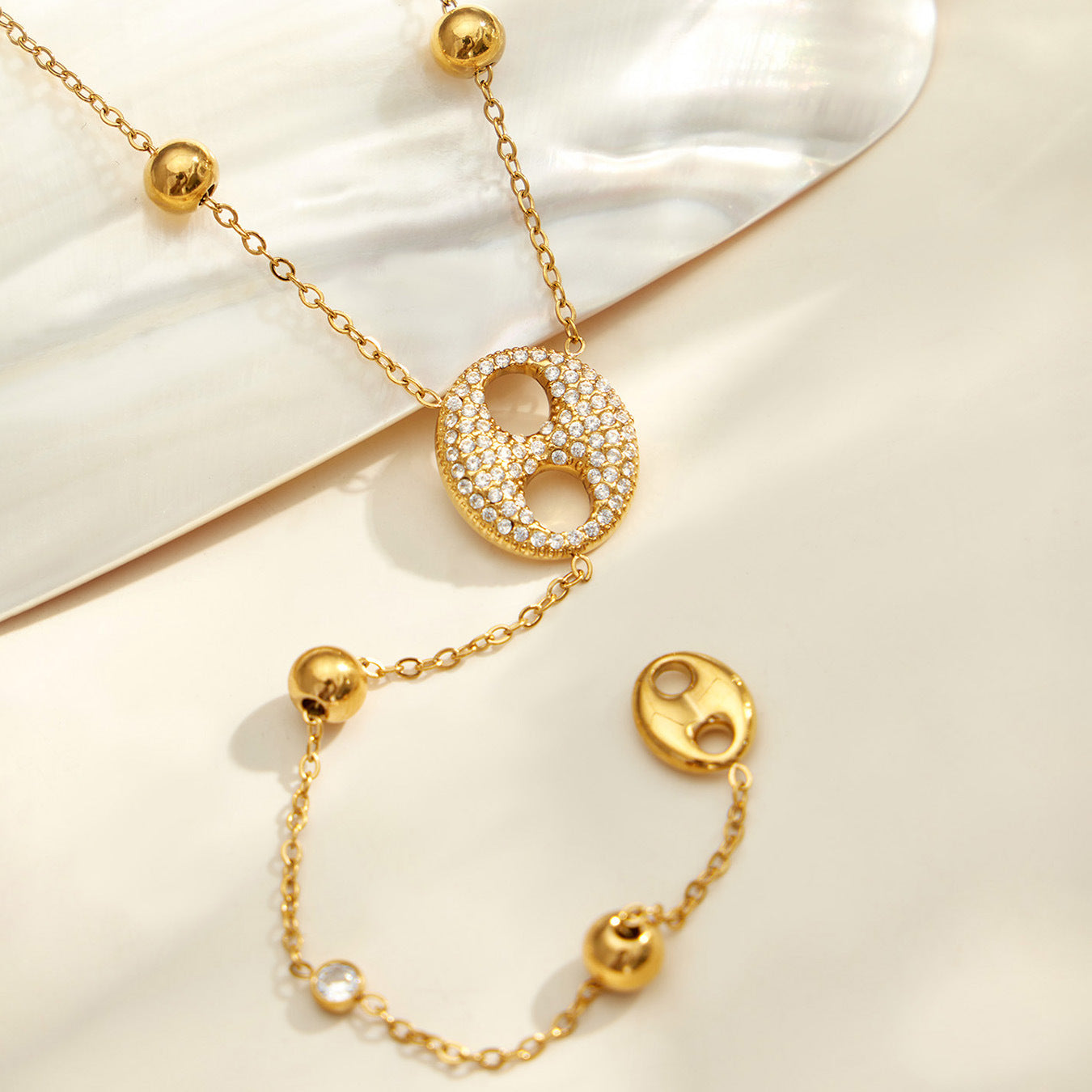 316L Stainless Steel 18K PVD Gold Zircon Droplet Necklace made with 316L stainless steel and 18K PVD gold finish for wholesale jewelry buyers - image 11