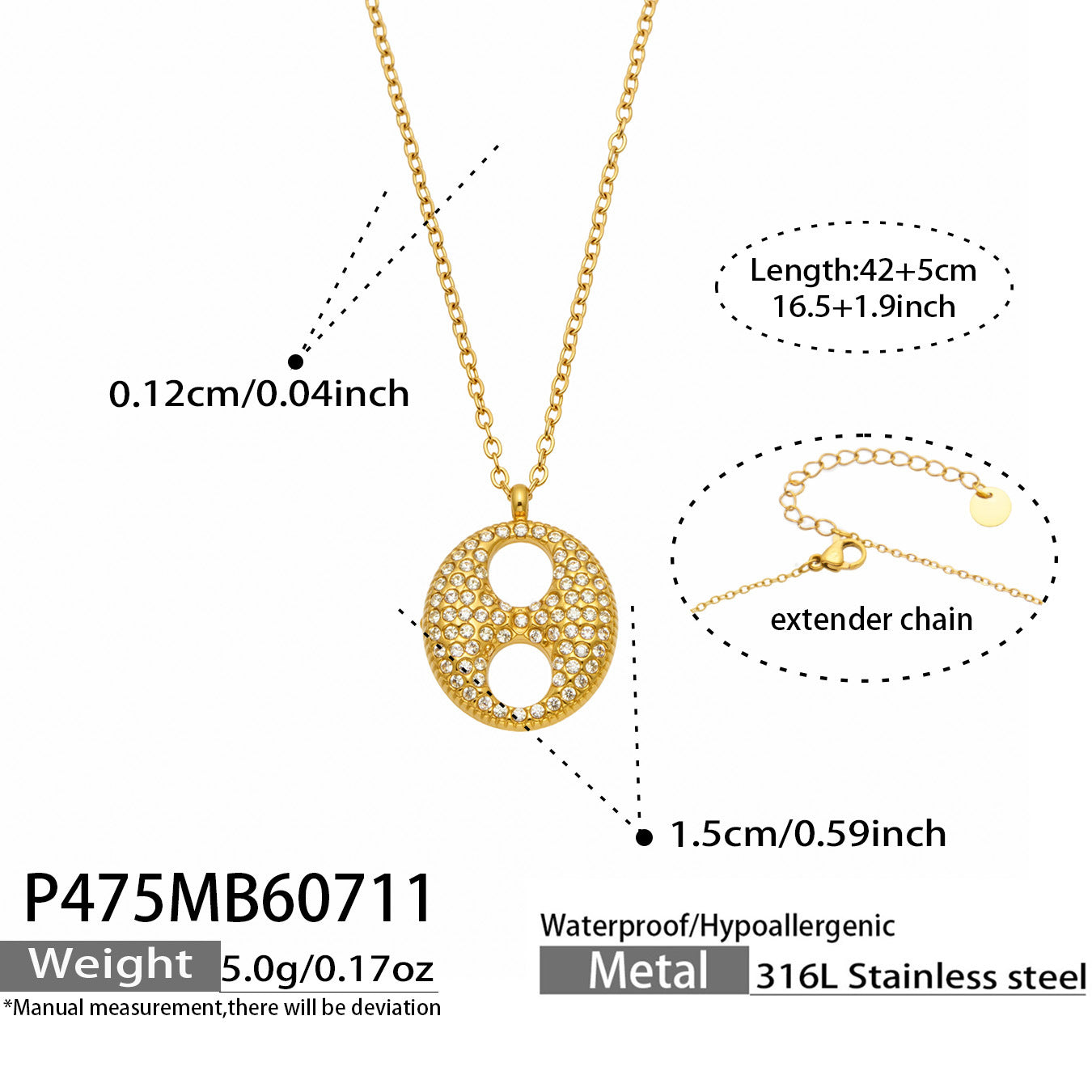 316L Stainless Steel 18K PVD Gold Zircon Droplet Necklace made with 316L stainless steel and 18K PVD gold finish for wholesale jewelry buyers - image 13