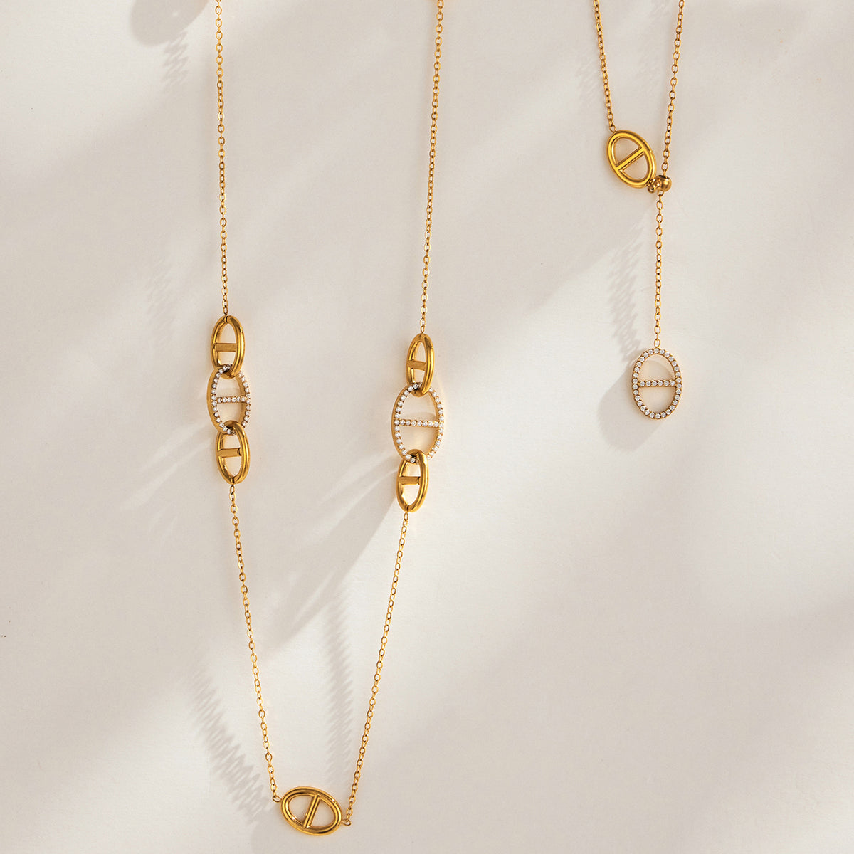 316L Stainless Steel 18K PVD Gold Zircon Droplet Necklace Set made with 316L stainless steel and 18K PVD gold finish for wholesale jewelry buyers - image 11