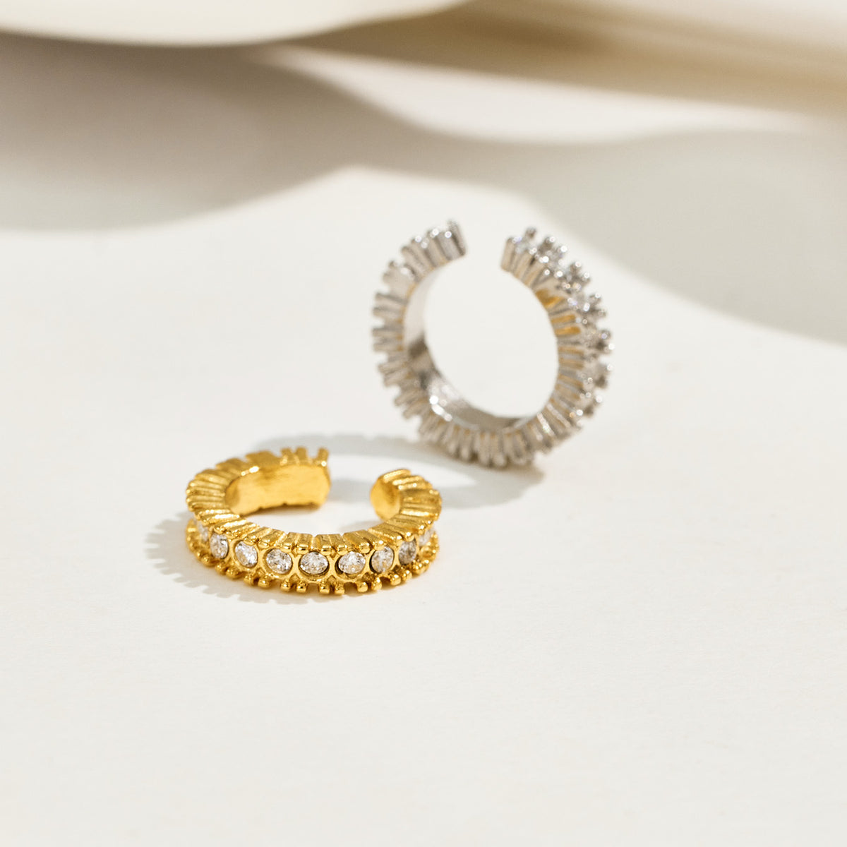 316L Stainless Steel 18K PVD Gold Zircon Ear Clip made with 316L stainless steel and 18K PVD gold finish for wholesale jewelry buyers - image 10