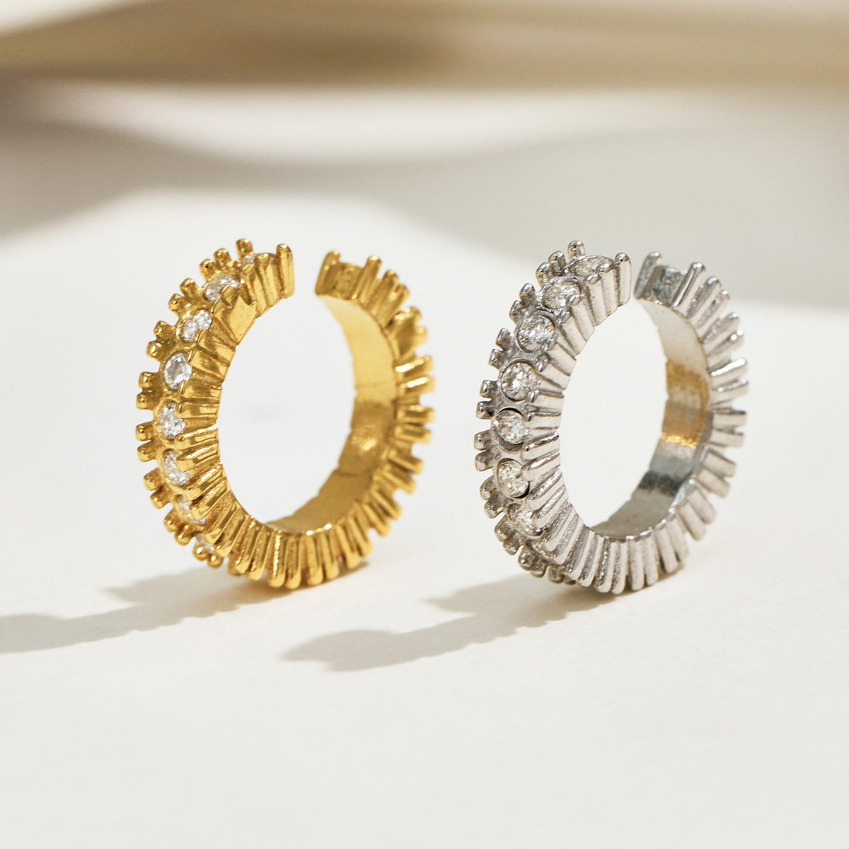 316L Stainless Steel 18K PVD Gold Zircon Ear Clip made with 316L stainless steel and 18K PVD gold finish for wholesale jewelry buyers - image 12