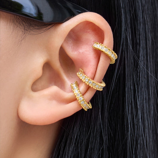 Elegant 316L Stainless Steel Zircon Ear Clip in Steel Color