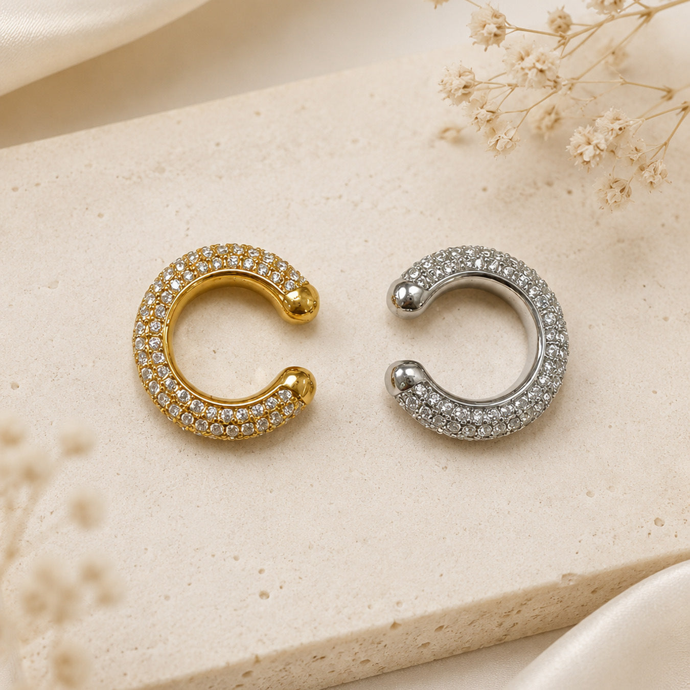 316L Stainless Steel 18K PVD Gold Zircon Ear Clip made with 316L stainless steel and 18K PVD gold finish for wholesale jewelry buyers - image 4