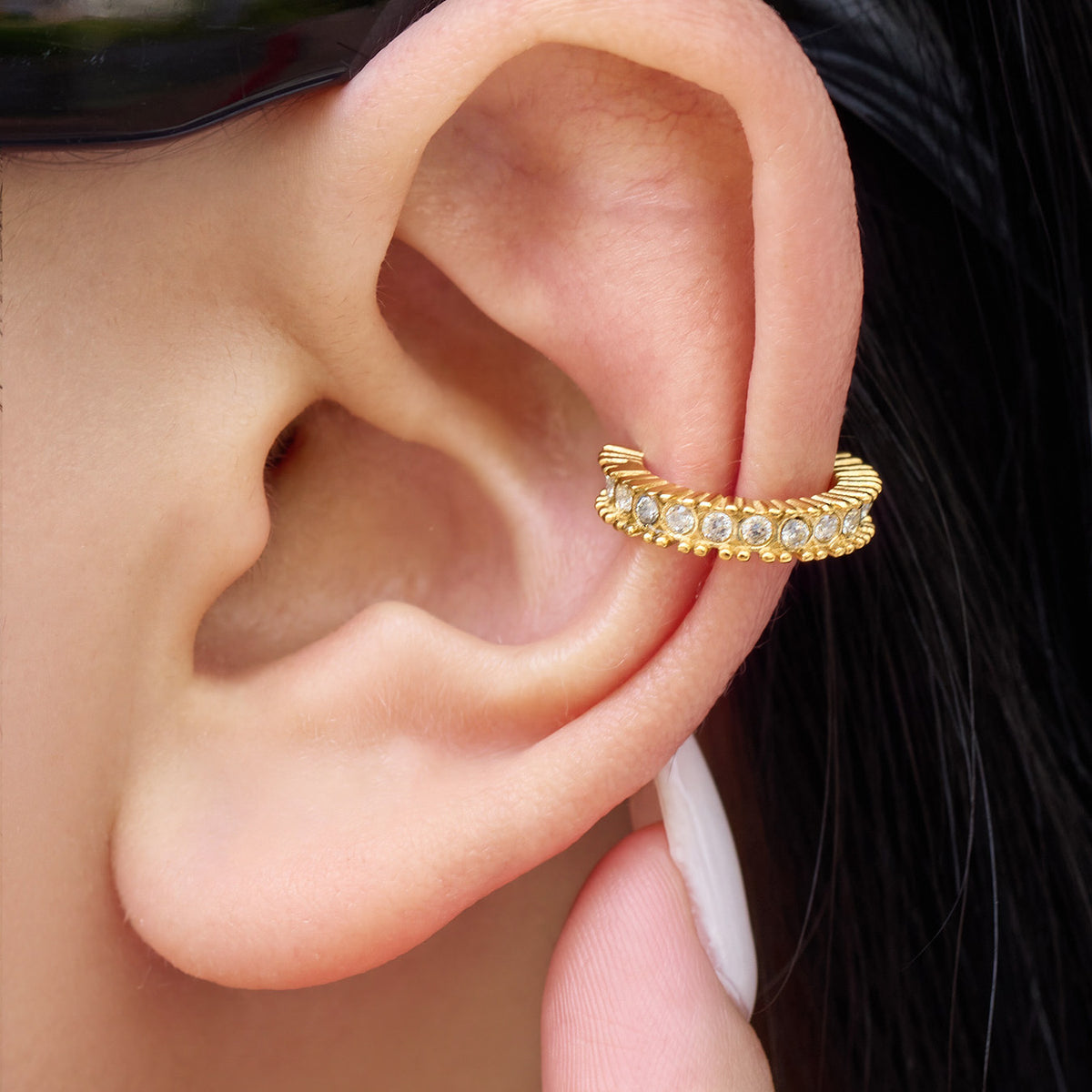 316L Stainless Steel 18K PVD Gold Zircon Ear Clip made with 316L stainless steel and 18K PVD gold finish for wholesale jewelry buyers - image 5