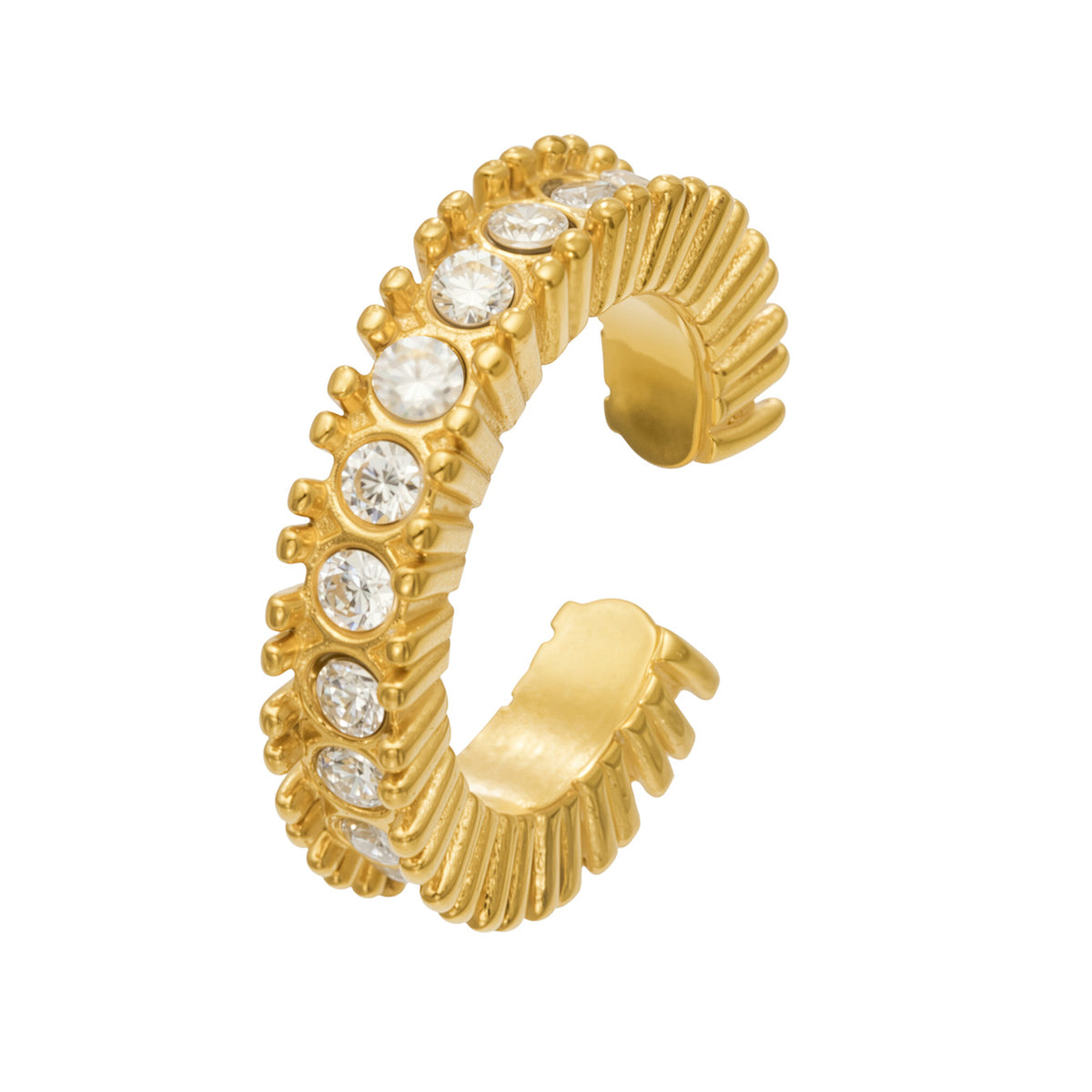 316L Stainless Steel 18K PVD Gold Zircon Ear Clip made with 316L stainless steel and 18K PVD gold finish for wholesale jewelry buyers - image 8