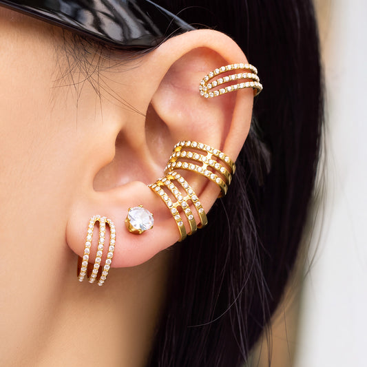 Stylish zircon ear clip in gold