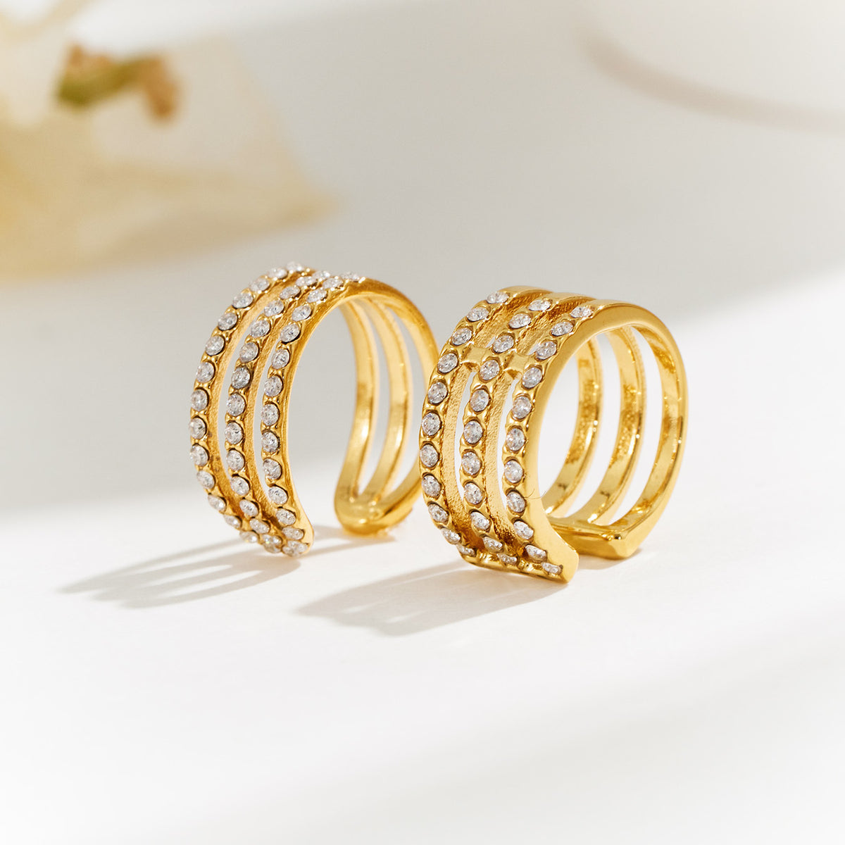 316L Stainless Steel 18K PVD Gold Zircon Ear Clip made with 316L stainless steel and 18K PVD gold finish for wholesale jewelry buyers - image 16