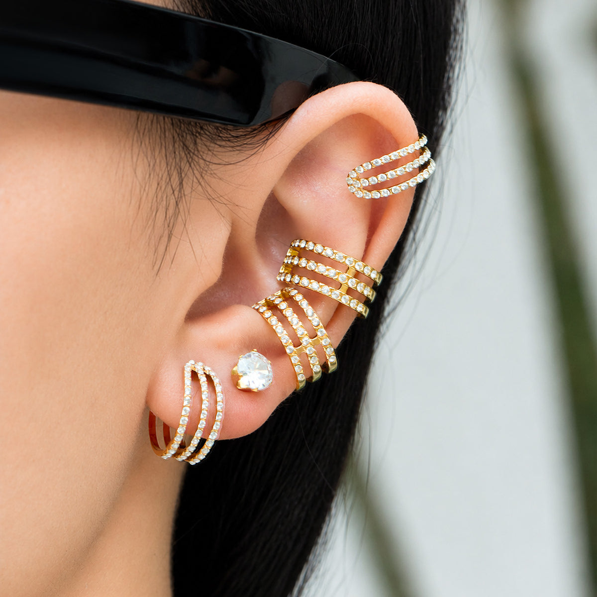 316L Stainless Steel 18K PVD Gold Zircon Ear Clip made with 316L stainless steel and 18K PVD gold finish for wholesale jewelry buyers - image 3
