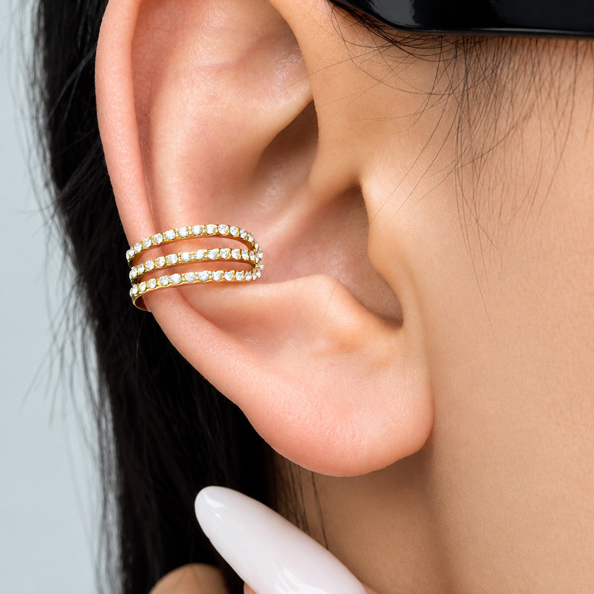 316L Stainless Steel 18K PVD Gold Zircon Ear Clip made with 316L stainless steel and 18K PVD gold finish for wholesale jewelry buyers - image 5