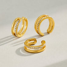 316L Stainless Steel 18K PVD Gold Double Layer Zircon Ear Clips made with 316L stainless steel and 18K PVD gold finish for wholesale jewelry buyers - image 3