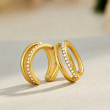 316L Stainless Steel 18K PVD Gold Double Layer Zircon Ear Clips made with 316L stainless steel and 18K PVD gold finish for wholesale jewelry buyers - image 4