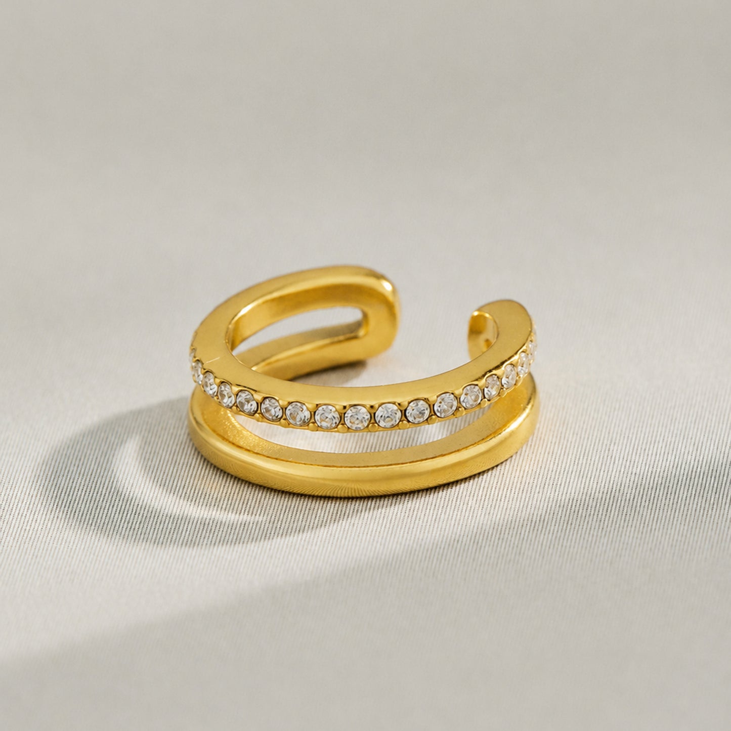 316L Stainless Steel 18K PVD Gold Double Layer Zircon Ear Clips made with 316L stainless steel and 18K PVD gold finish for wholesale jewelry buyers - image 6