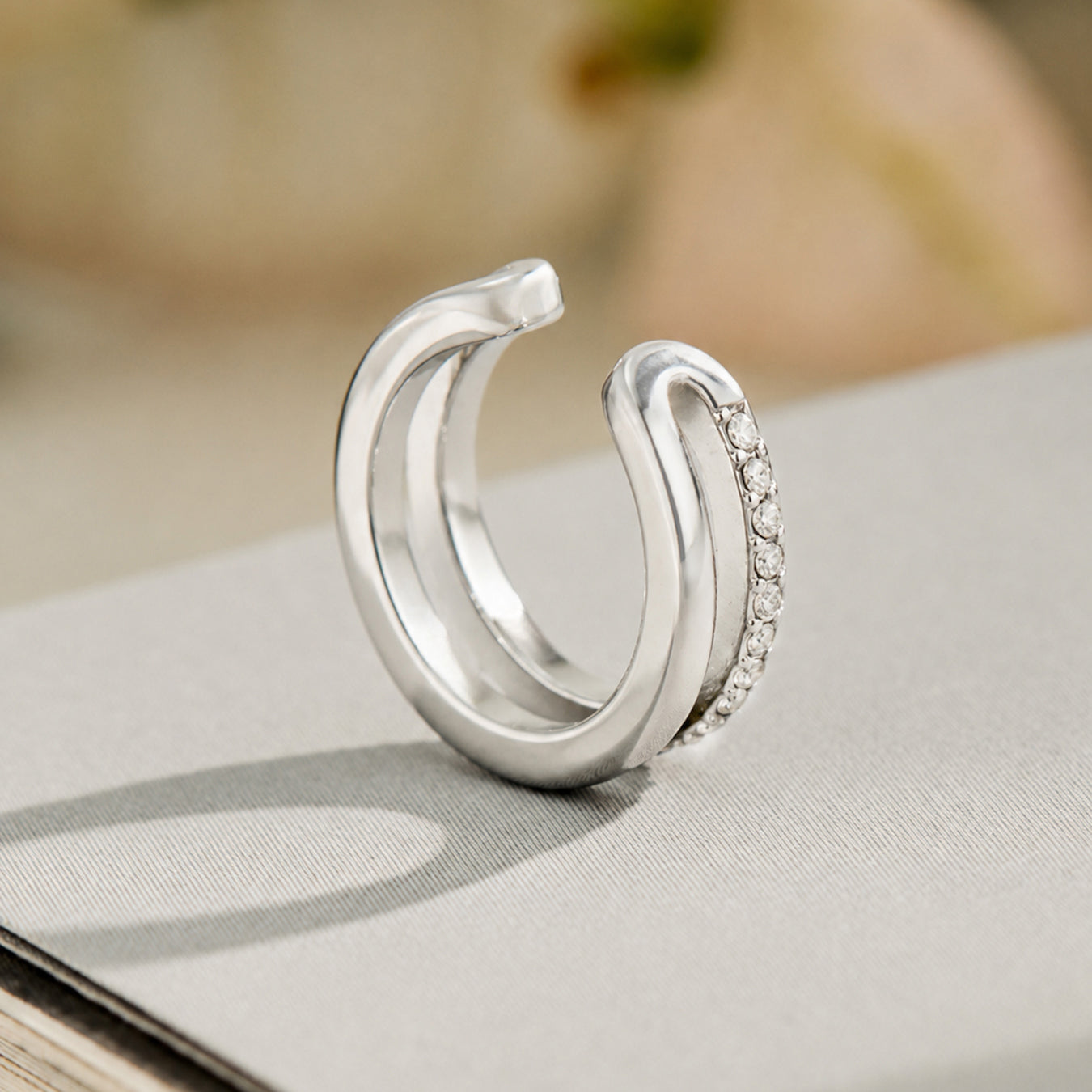 316L Stainless Steel 18K PVD Gold Double Layer Zircon Ear Clips made with 316L stainless steel and 18K PVD gold finish for wholesale jewelry buyers - image 8