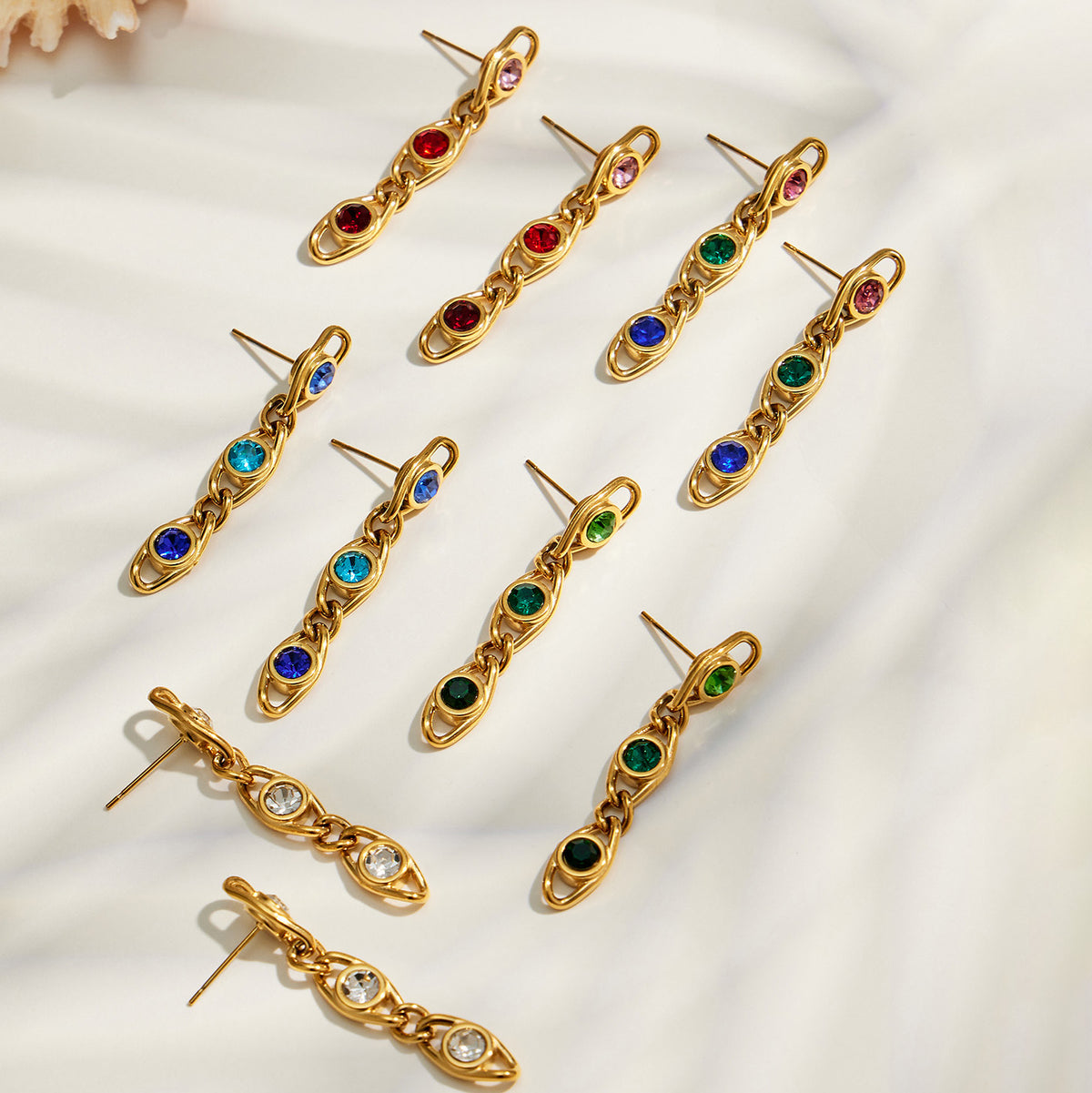 Zircon drop earring color options