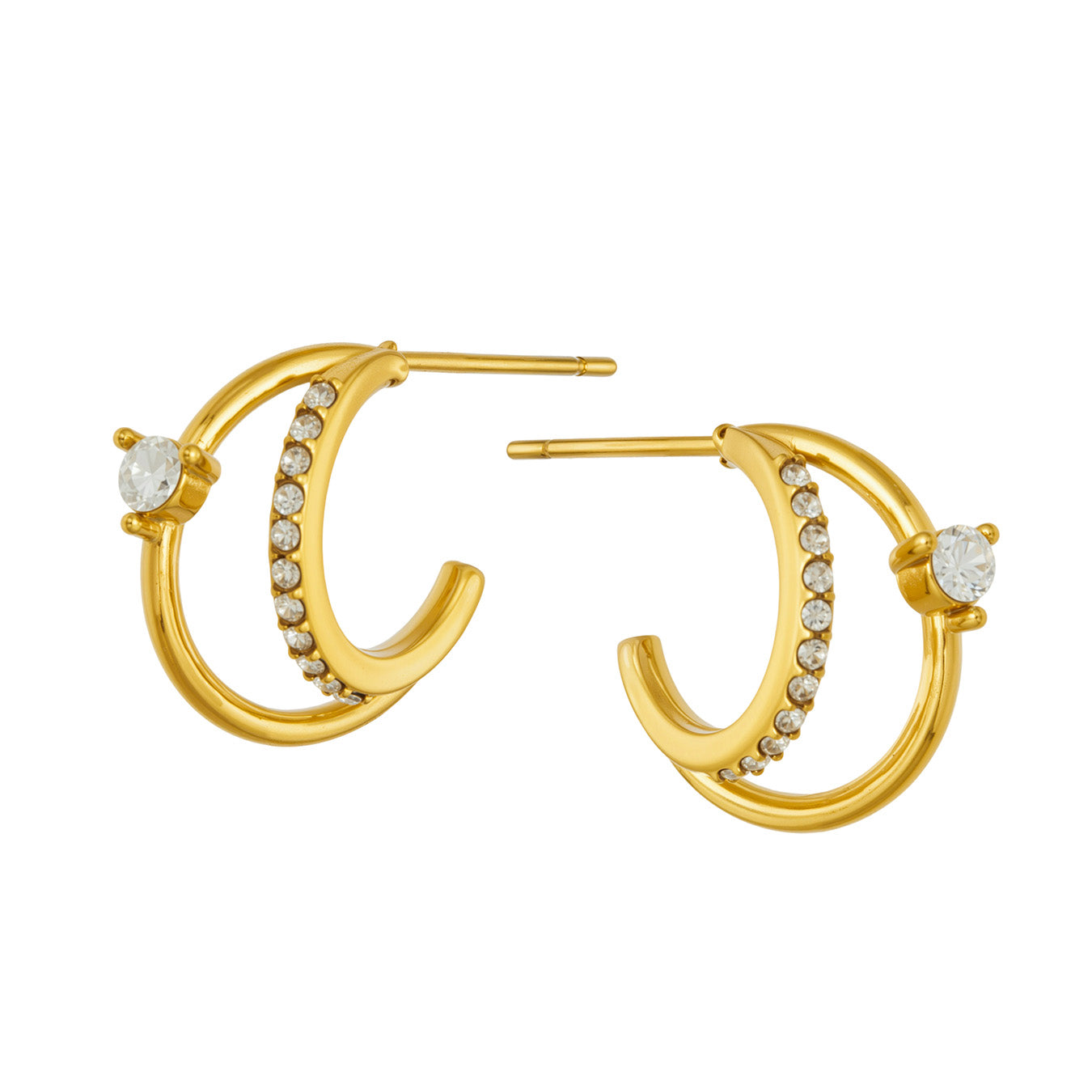 Stunning 316L stainless steel zircon earrings in gold finish
