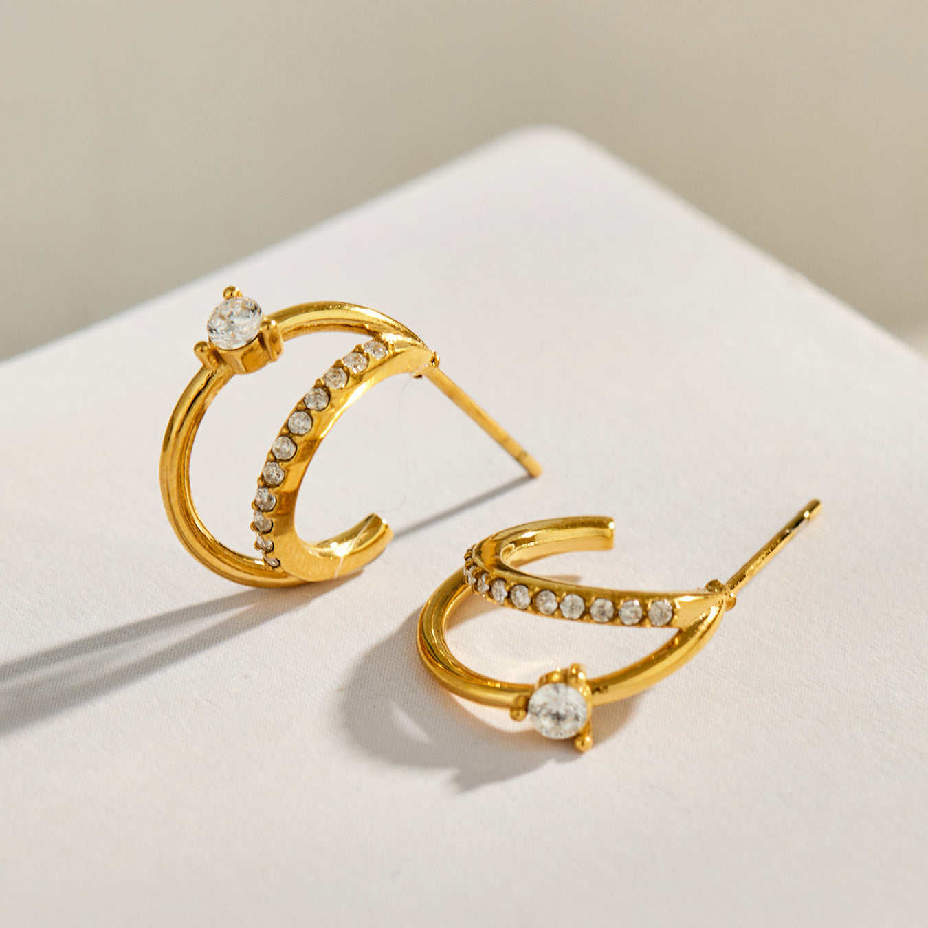 316L Stainless Steel 18K PVD Gold Zircon Earrings made with 316L stainless steel and 18K PVD gold finish for wholesale jewelry buyers - image 10