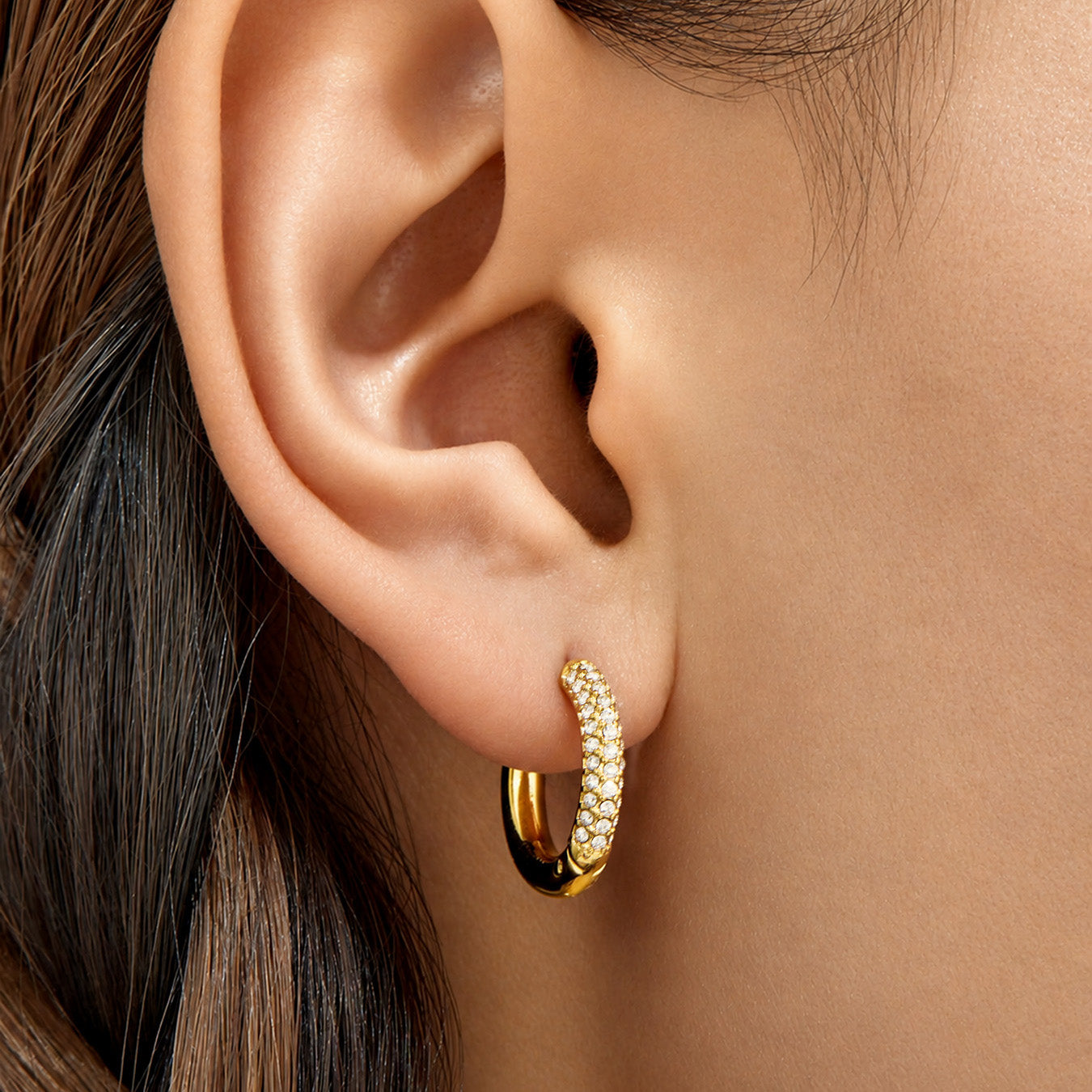 Elegant 316L Stainless Steel 18K PVD Gold Zircon Earrings - 10mm