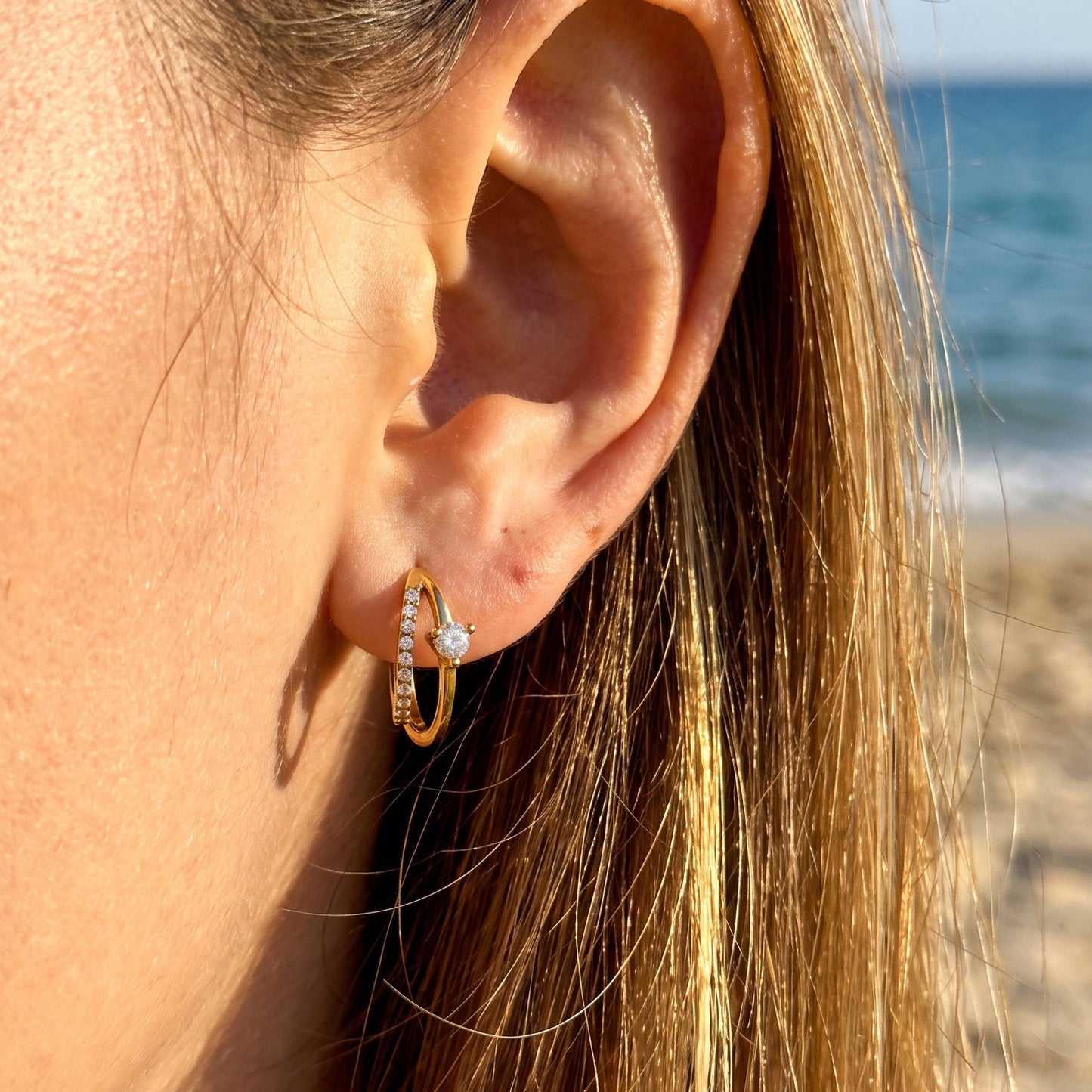 316L Stainless Steel 18K PVD Gold Zircon Earrings made with 316L stainless steel and 18K PVD gold finish for wholesale jewelry buyers - image 5