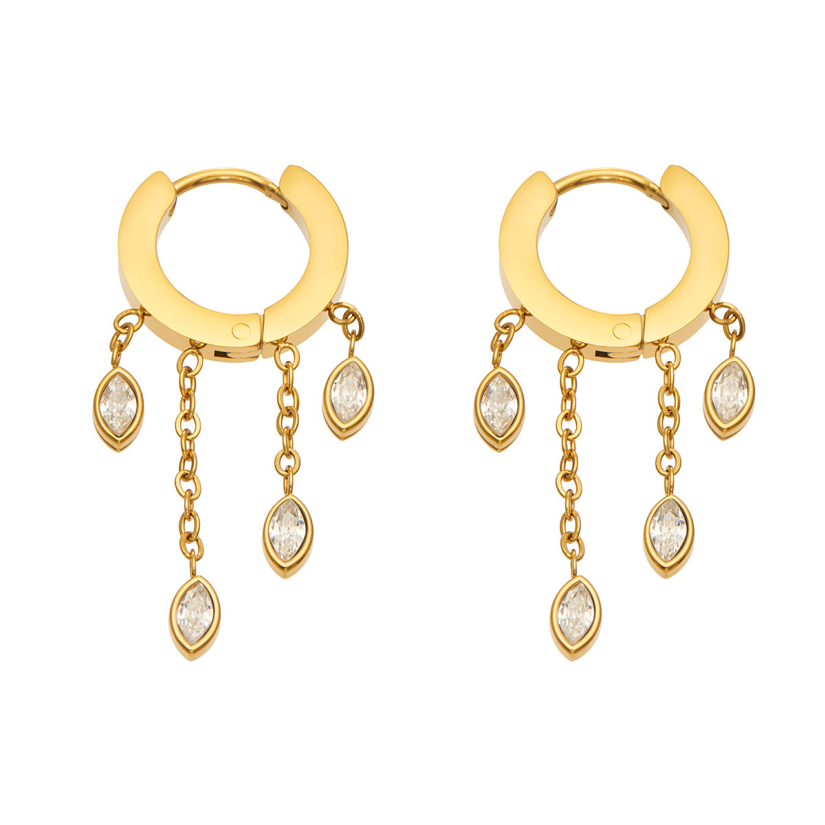 316L Stainless Steel 18K PVD Gold Droplet Zircon Earrings made with 316L stainless steel and 18K PVD gold finish for wholesale jewelry buyers - image 7