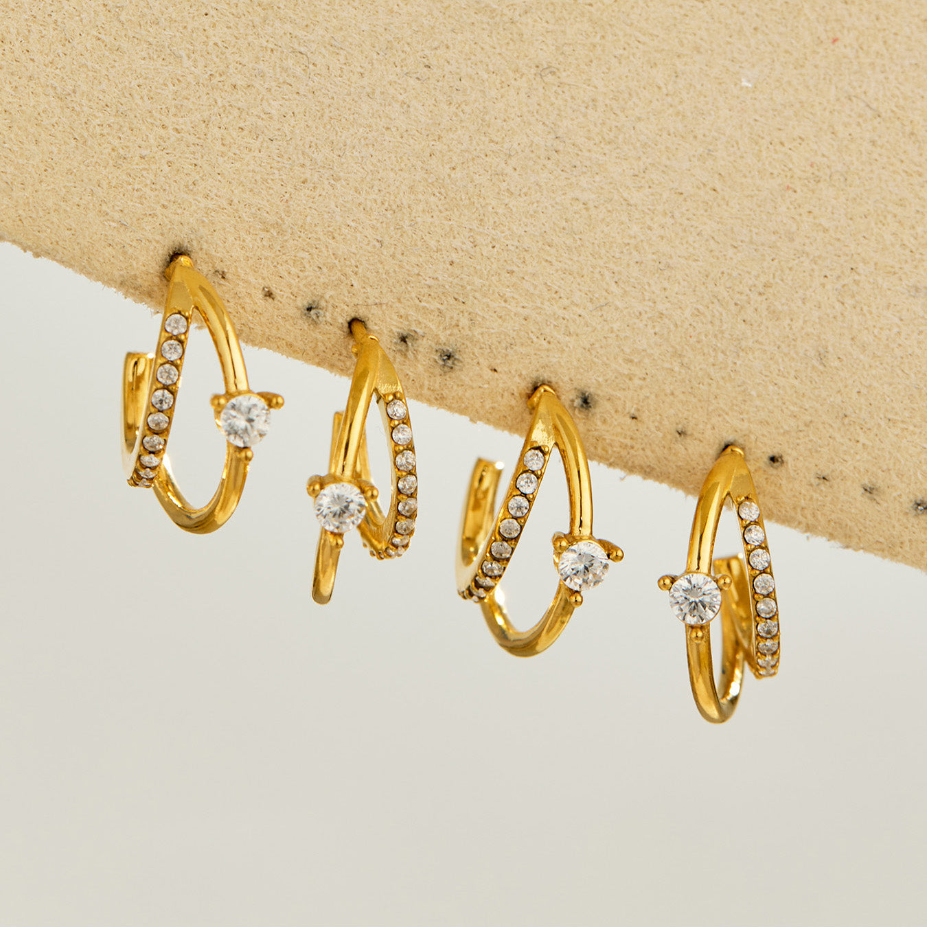 316L Stainless Steel 18K PVD Gold Zircon Earrings made with 316L stainless steel and 18K PVD gold finish for wholesale jewelry buyers - image 8
