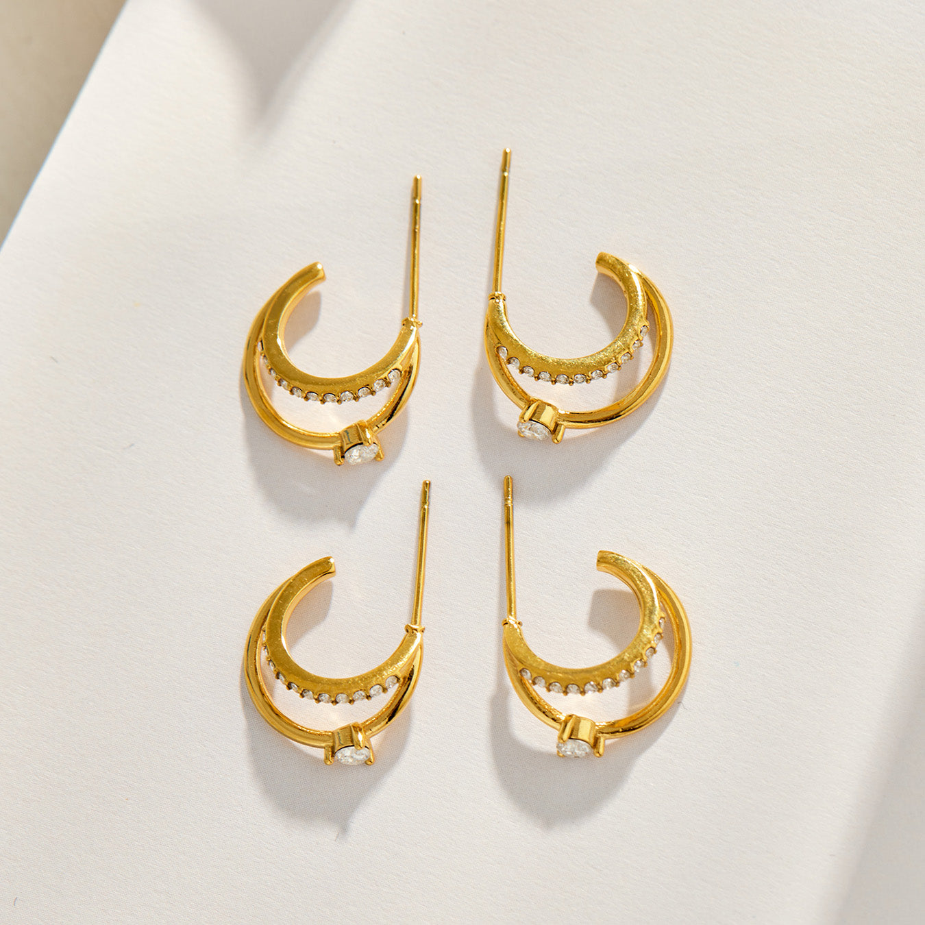 316L Stainless Steel 18K PVD Gold Zircon Earrings made with 316L stainless steel and 18K PVD gold finish for wholesale jewelry buyers - image 9