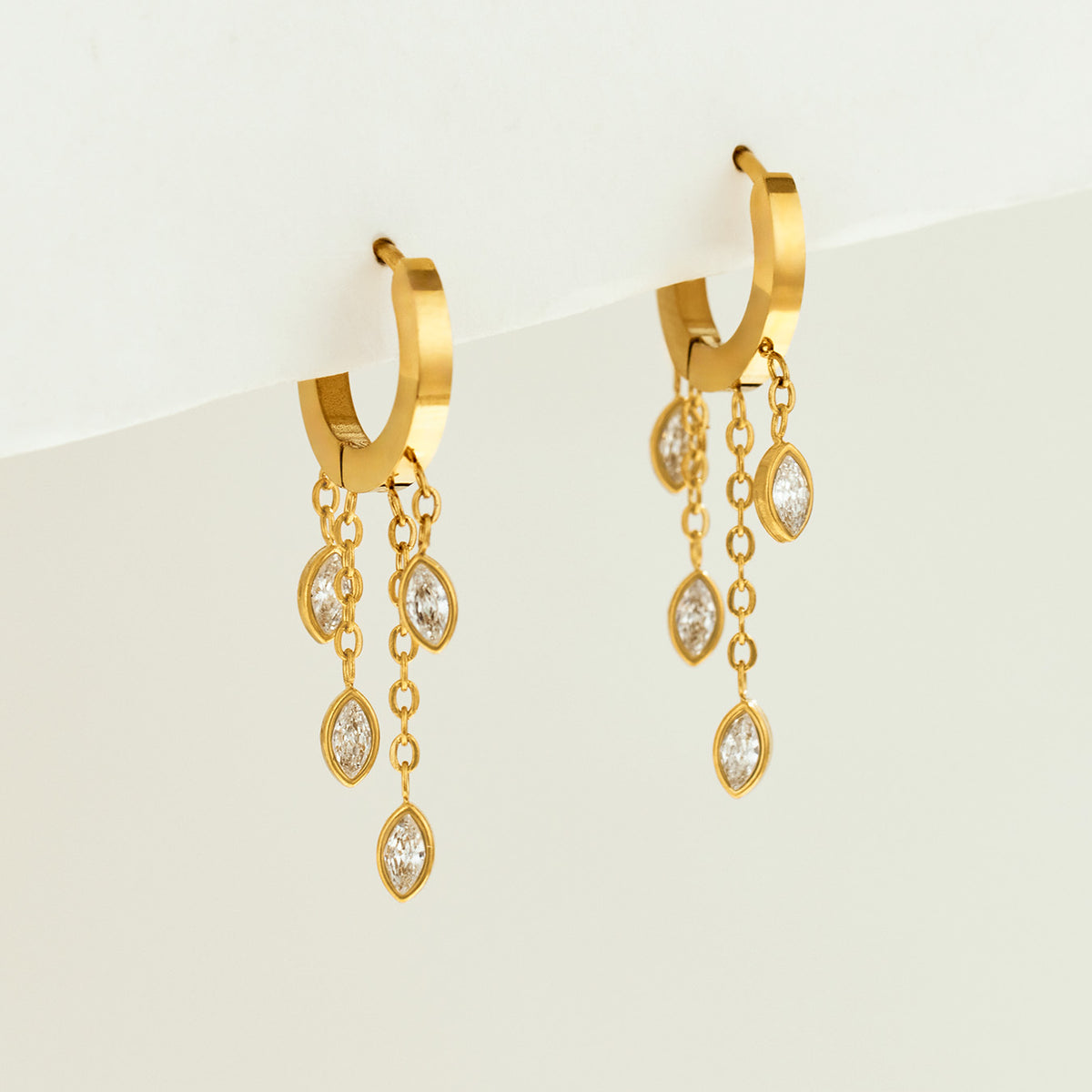 316L Stainless Steel 18K PVD Gold Droplet Zircon Earrings made with 316L stainless steel and 18K PVD gold finish for wholesale jewelry buyers - image 9