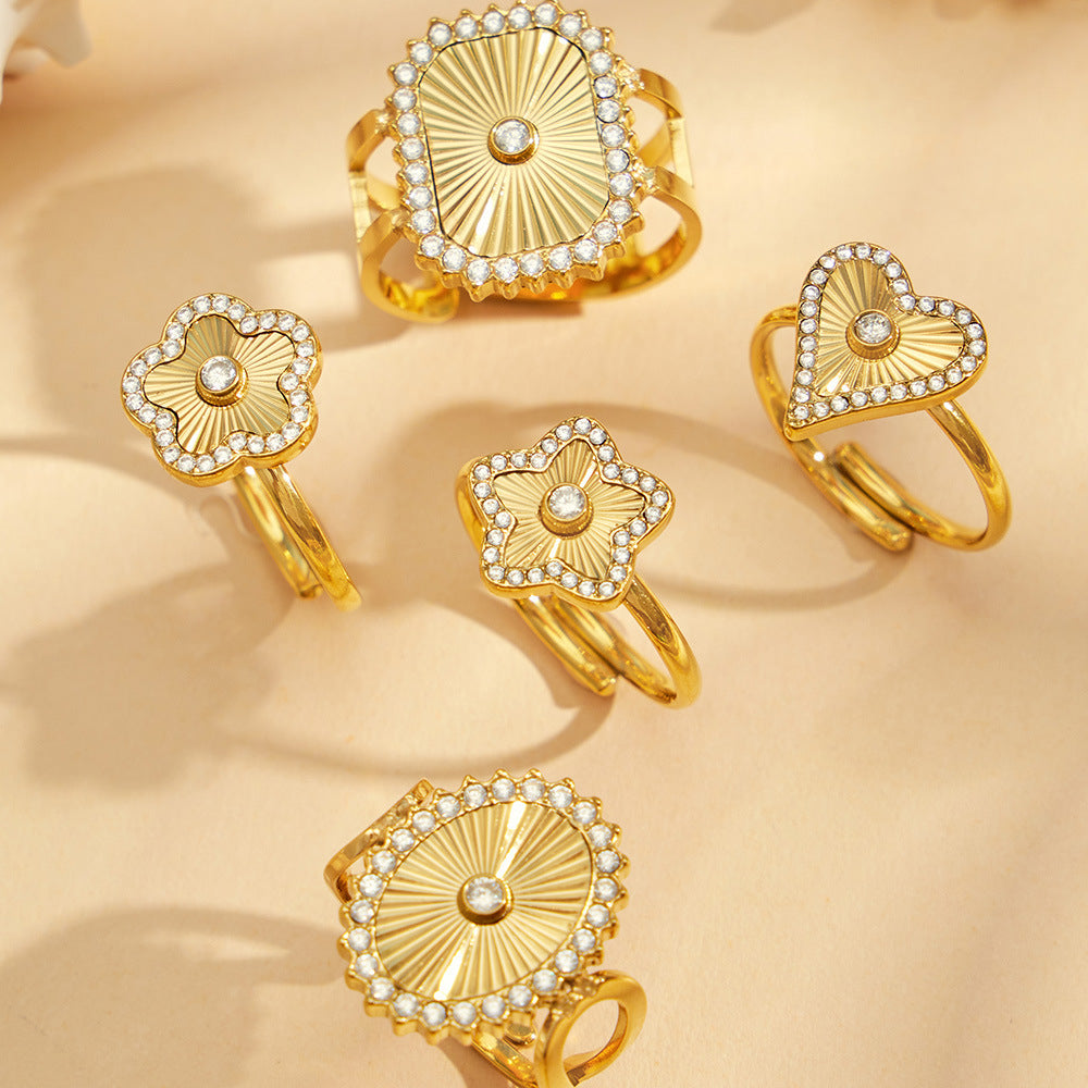 316L Stainless Steel 18K PVD Gold Zircon Heart Ring made with 316L stainless steel and 18K PVD gold finish for wholesale jewelry buyers - image 16