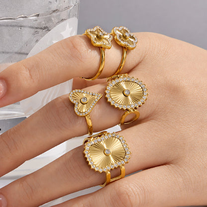 316L Stainless Steel 18K PVD Gold Zircon Heart Ring made with 316L stainless steel and 18K PVD gold finish for wholesale jewelry buyers - image 18
