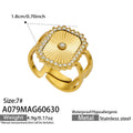 Gold Square Zircon Adjustable Open Ring (A079) / Ring