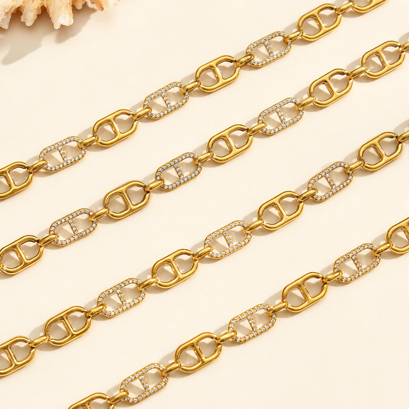 316L Stainless Steel 18K PVD Gold Zircon Rectangle Bracelet made with 316L stainless steel and 18K PVD gold finish for wholesale jewelry buyers - image 10