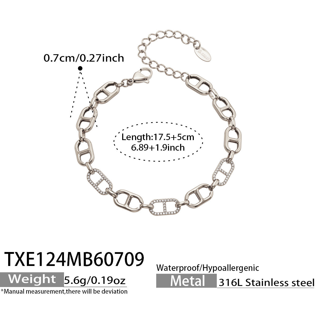 316L Stainless Steel 18K PVD Gold Zircon Rectangle Bracelet made with 316L stainless steel and 18K PVD gold finish for wholesale jewelry buyers - image 5