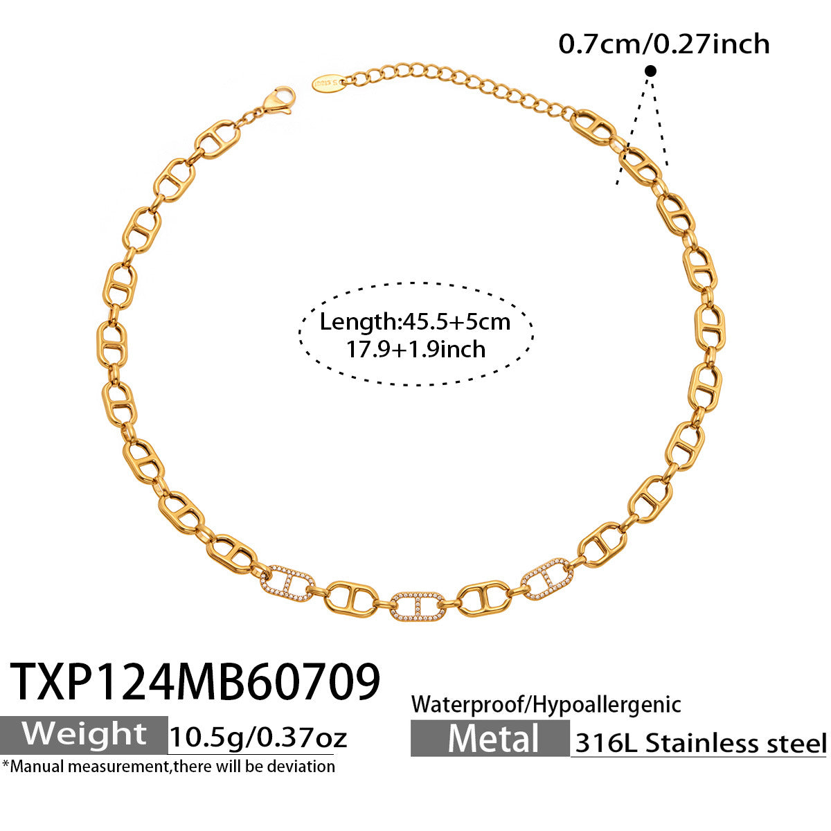316L Stainless Steel 18K PVD Gold Zircon Rectangle Bracelet made with 316L stainless steel and 18K PVD gold finish for wholesale jewelry buyers - image 8