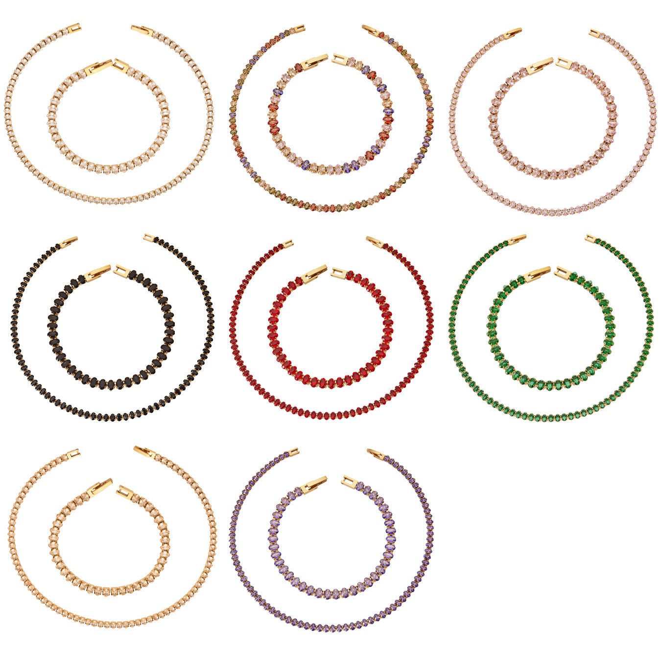 316L Stainless Steel 18K PVD Gold Zircon Bracelet and Necklace made with 316L stainless steel and 18K PVD gold finish for wholesale jewelry buyers - image 13