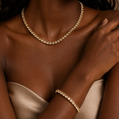 316L Stainless Steel 18K PVD Gold Zircon Bracelet and Necklace made with 316L stainless steel and 18K PVD gold finish for wholesale jewelry buyers - image 5