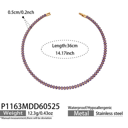 316L Stainless Steel 18K PVD Gold Zircon Bracelet and Necklace made with 316L stainless steel and 18K PVD gold finish for wholesale jewelry buyers - image 8