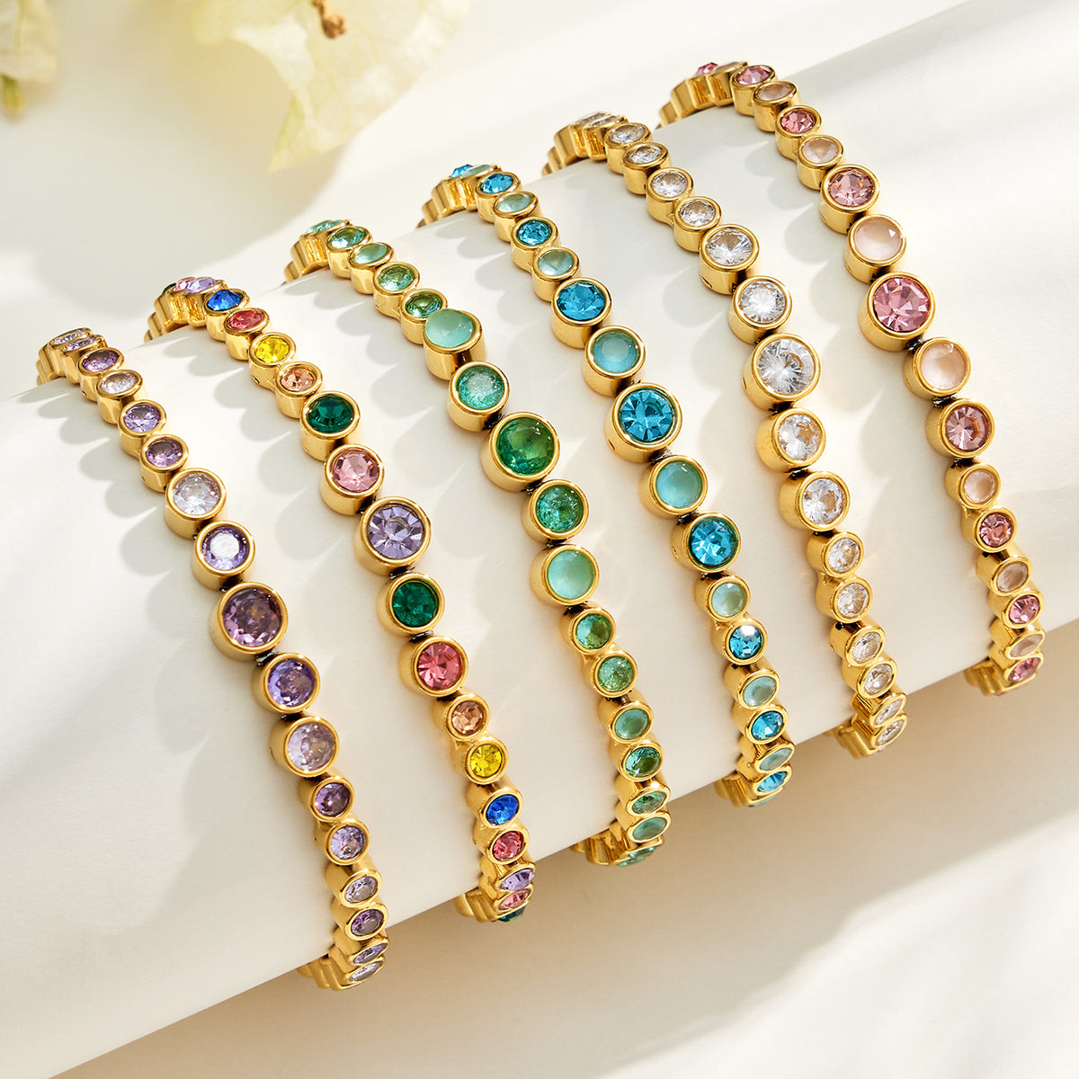 Zircon necklace bracelet ring and earrings set