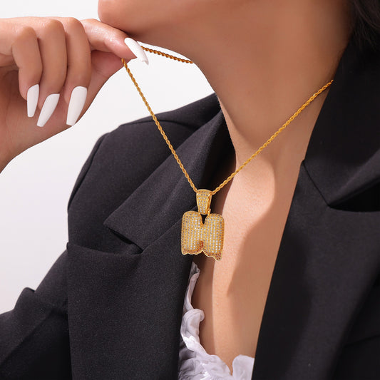316L Stainless Steel 18K PVD Gold Zircon Letter Necklace made with 316L stainless steel and 18K PVD gold finish for wholesale jewelry buyers - image 13
