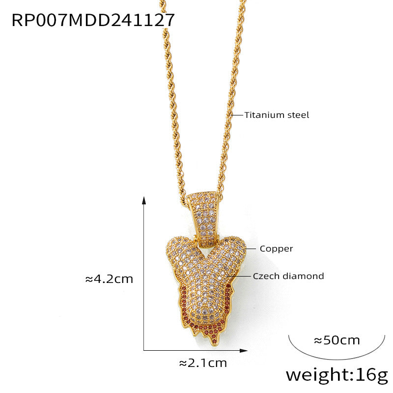 316L Stainless Steel 18K PVD Gold Zircon Letter Necklace made with 316L stainless steel and 18K PVD gold finish for wholesale jewelry buyers - image 21